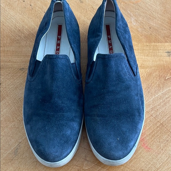 Prada Men's Blue Suede Slip-On Shoes - Picture 1 of 6